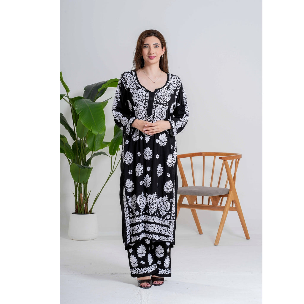 Ziya-e-Noor Black Chikankari Handcrafted Suit