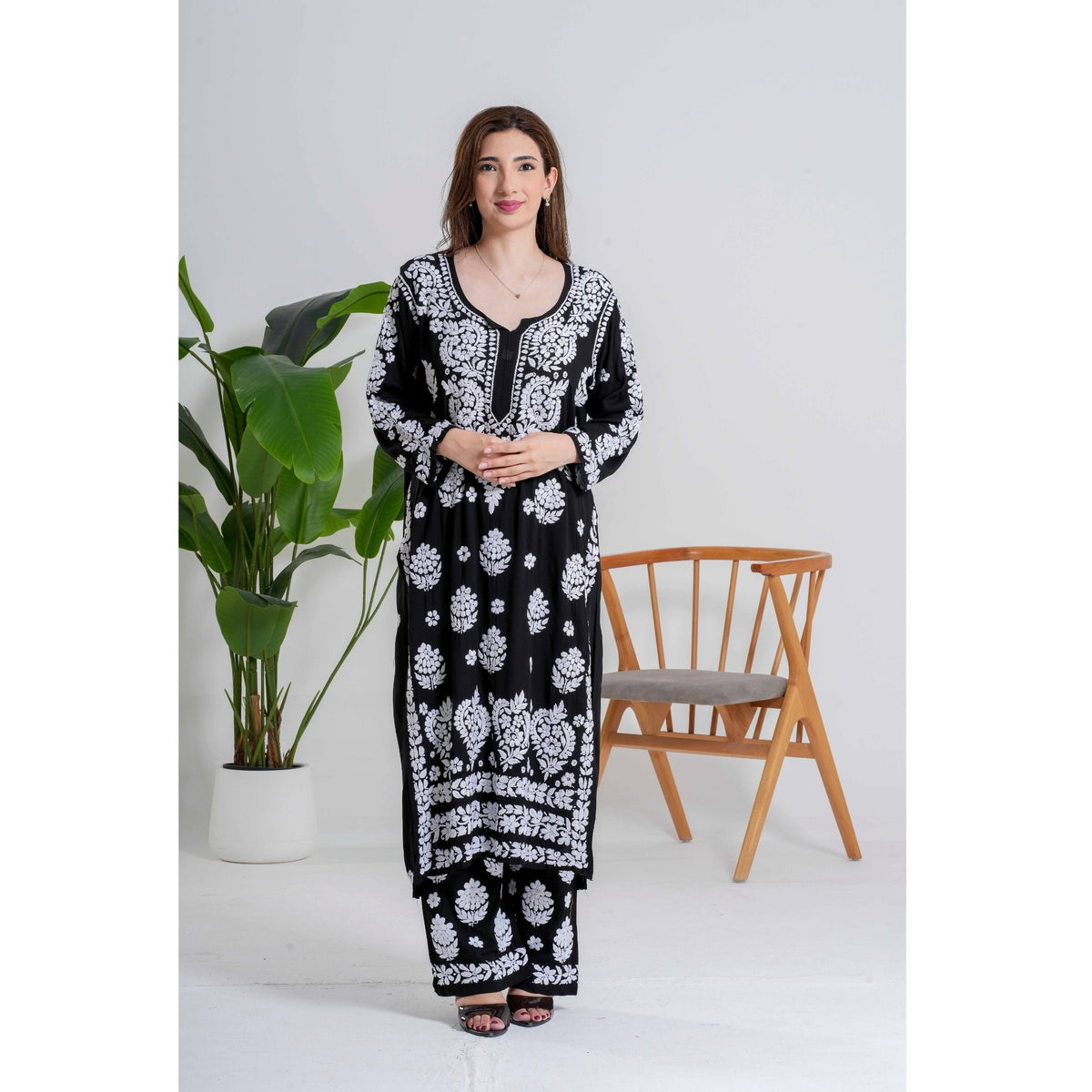 Ziya-e-Noor Black Chikankari Handcrafted Suit
