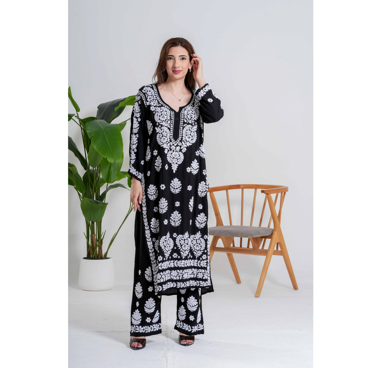 Ziya-e-Noor Black Chikankari Handcrafted Suit