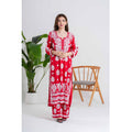 Gulnaar Crimson Red Chikankari Handcrafted suit