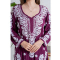 Onion Maroon Chikankari Handcrafted Suit