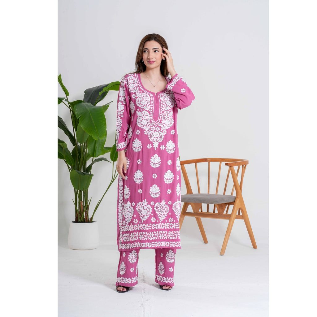 Gulaabi Saaz-Blush Pink Chikankari Handcraft suit