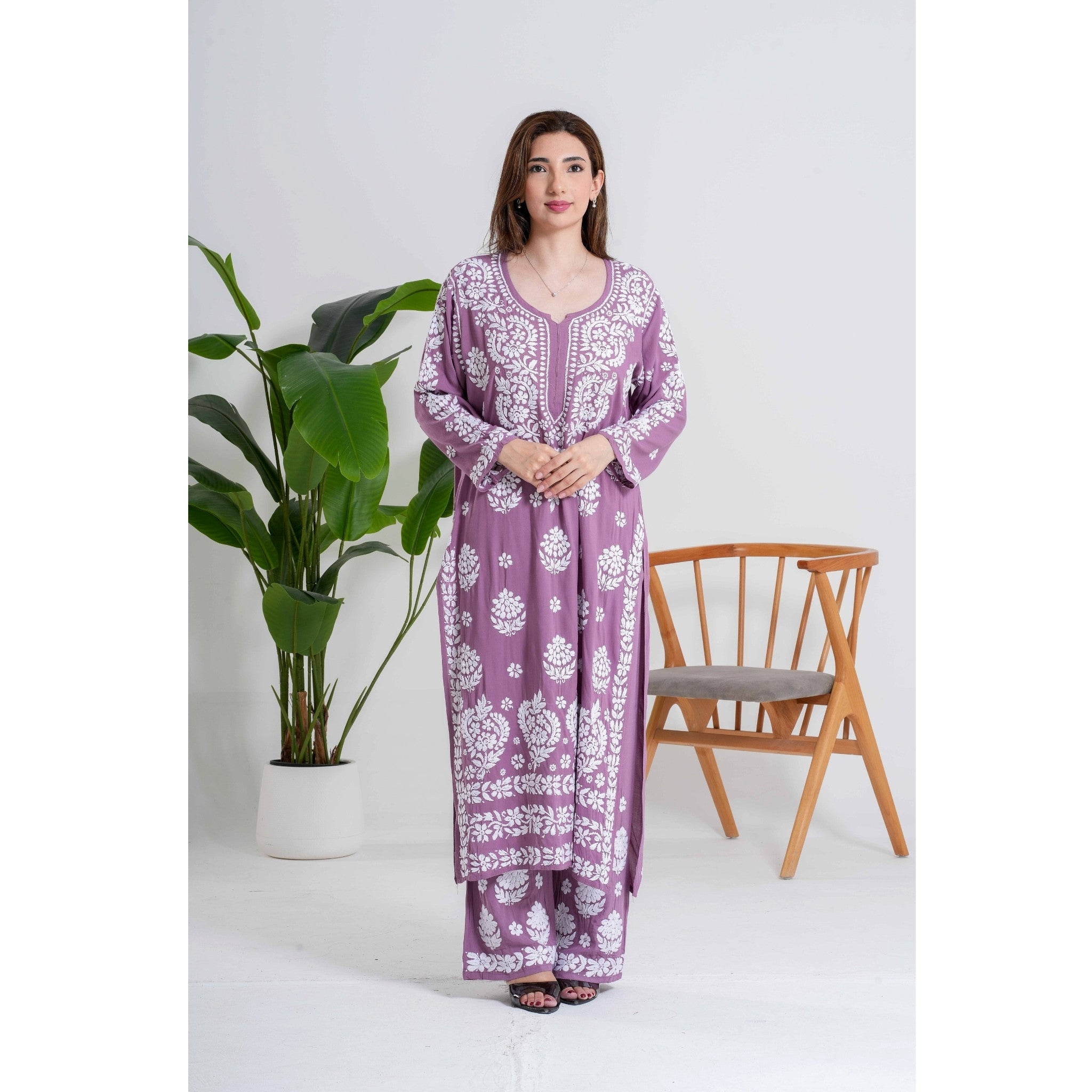 Best Seller - Banafsha – Violet Whisper Handcrafted Chikankari set