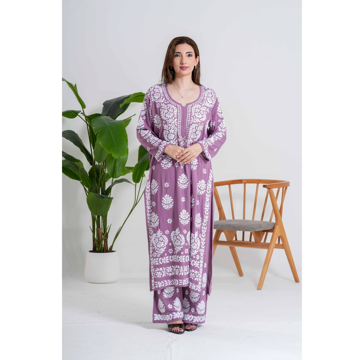 Best Seller - Banafsha – Violet Whisper Handcrafted Chikankari set