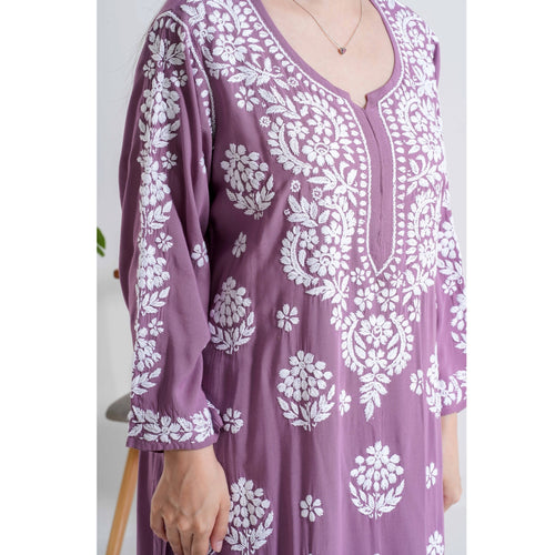 Best Seller - Banafsha – Violet Whisper Handcrafted Chikankari set