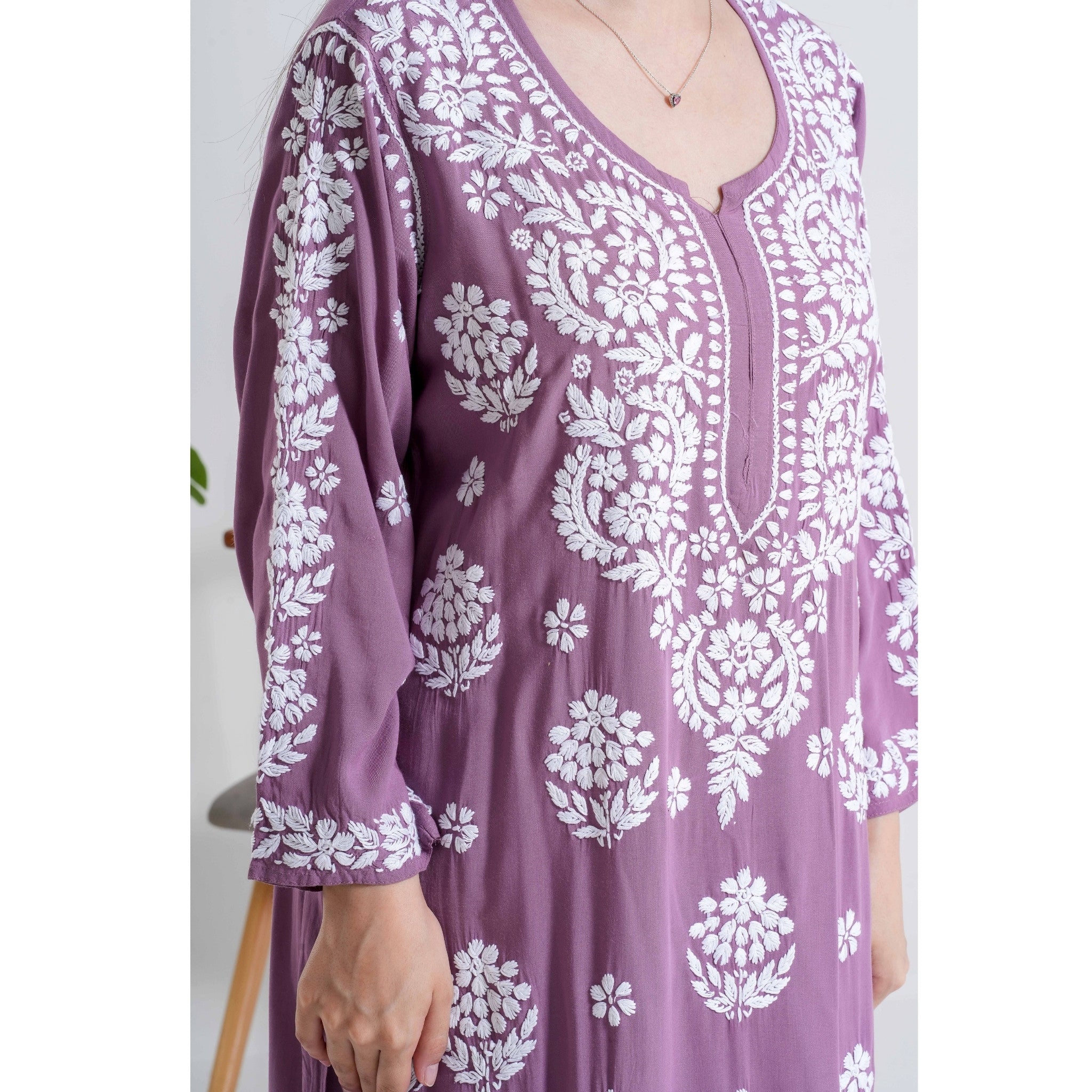 Zeenat Lavender Bloom Chikankari Handcraft suit