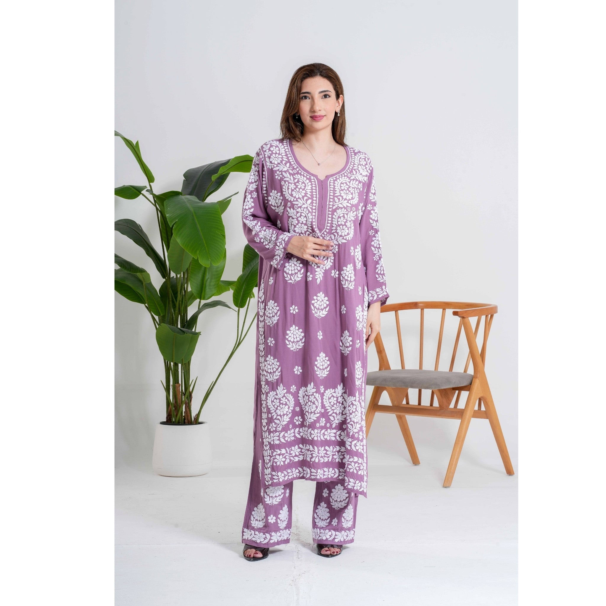 Best Seller - Banafsha – Violet Whisper Handcrafted Chikankari set