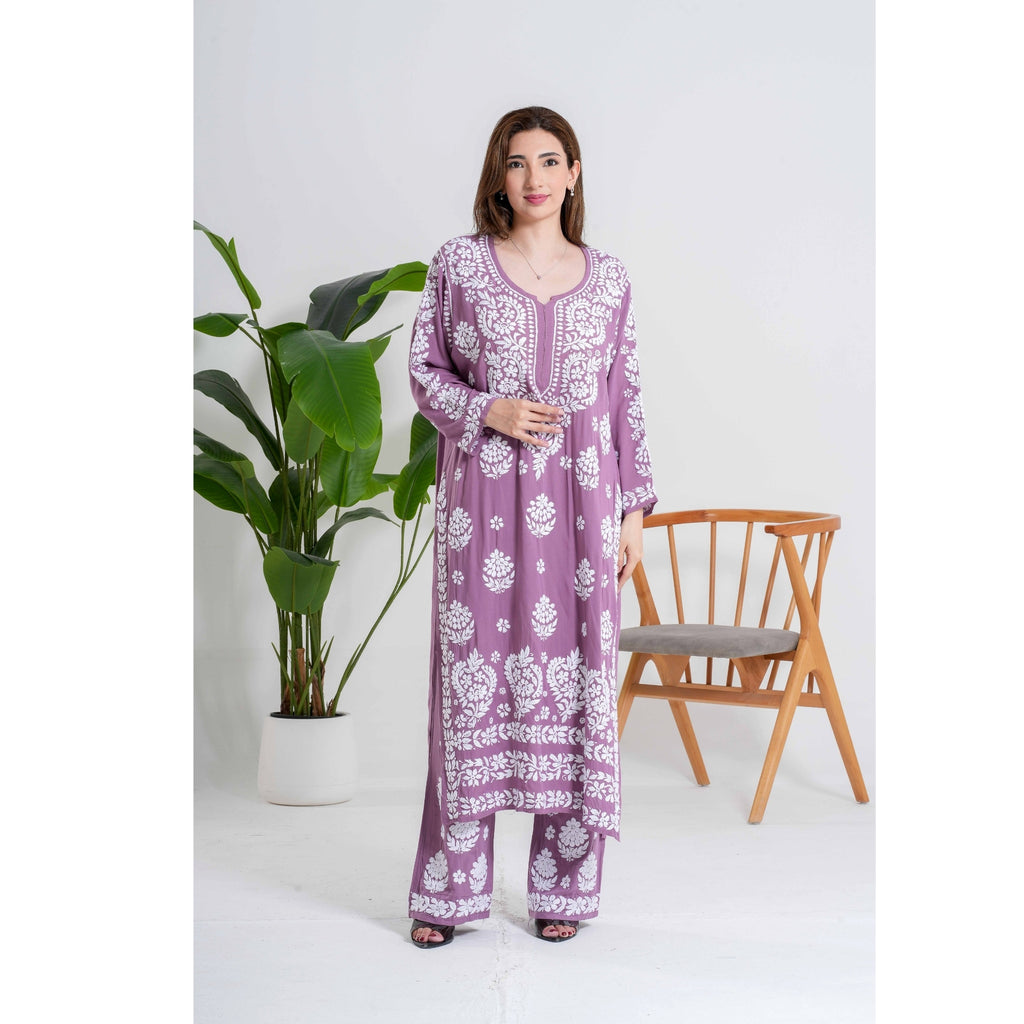Best Seller - Banafsha – Violet Whisper Handcrafted Chikankari set