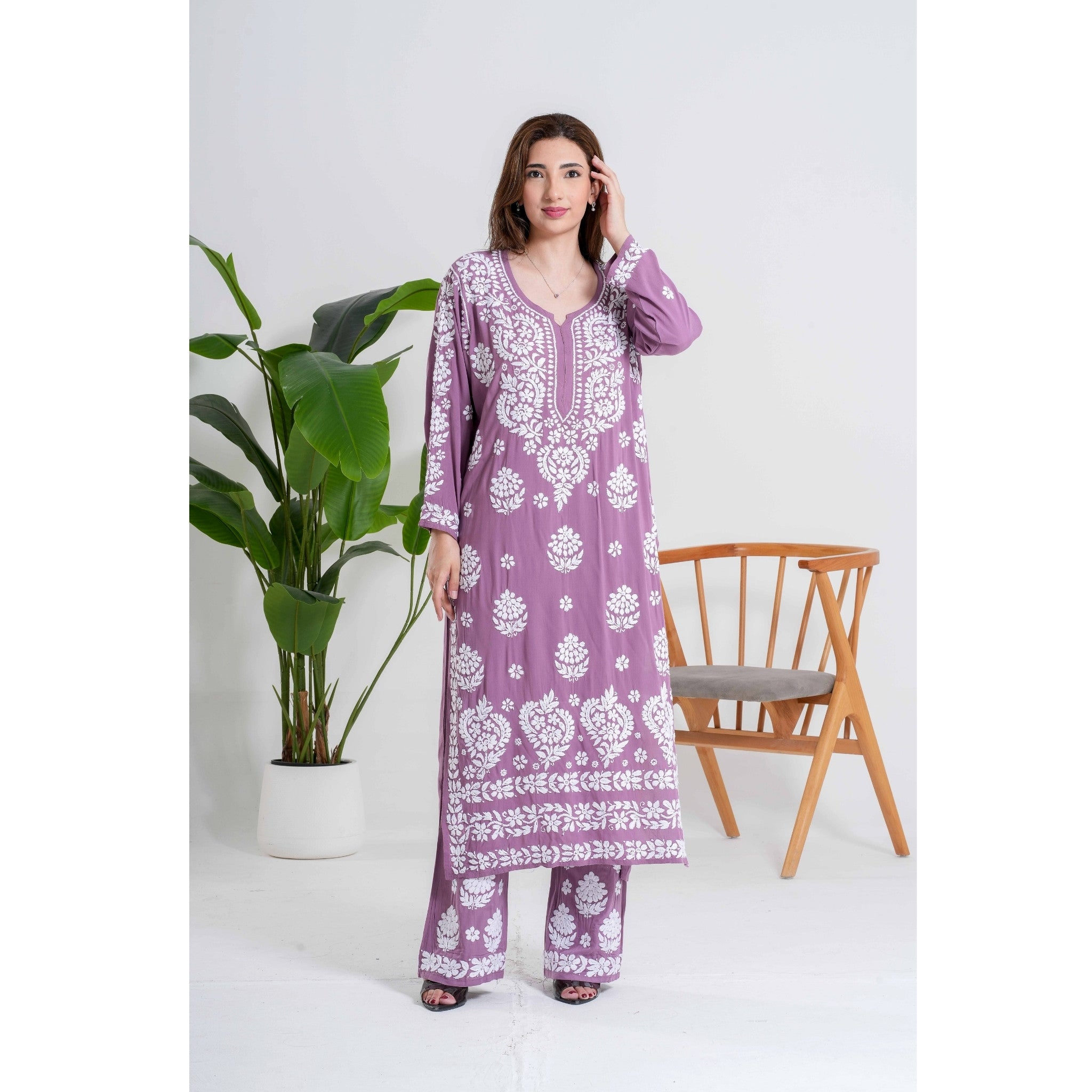 Best Seller - Banafsha – Violet Whisper Handcrafted Chikankari set