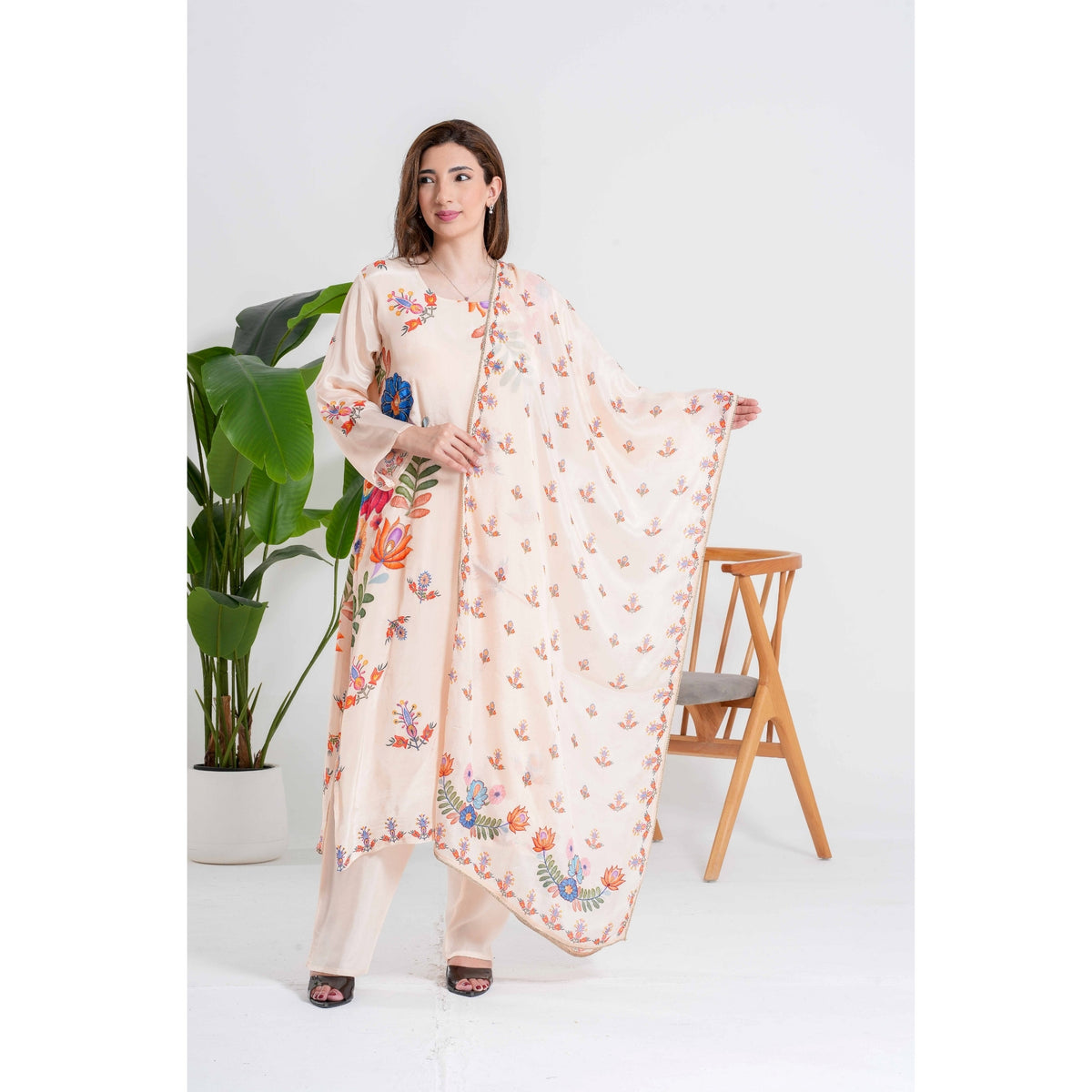 Light Multicolor Salwar Kameez Dupatta Set