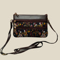 Handmade Folk Art Sling Bag – Dual Zipper with Faux Leather Trim