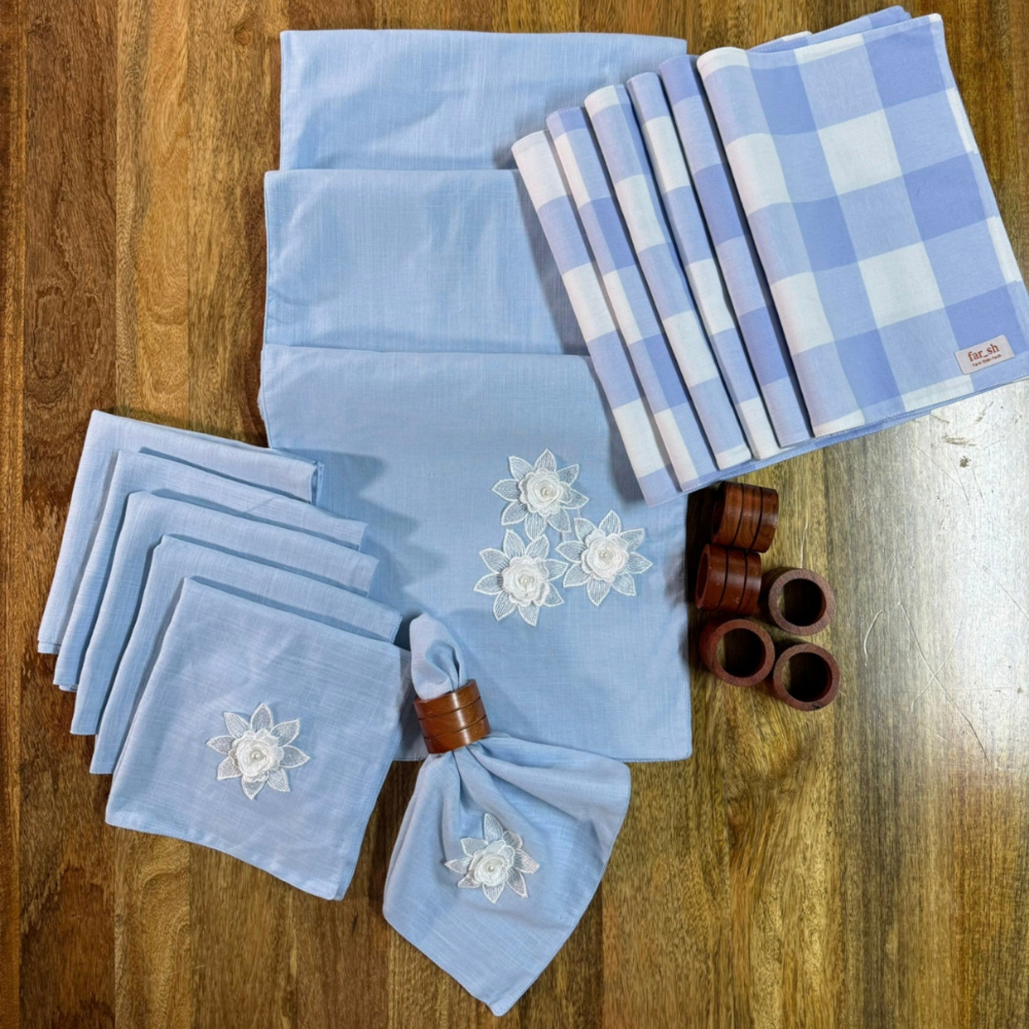 Best Seller - Blue Checker Premium set of 6
