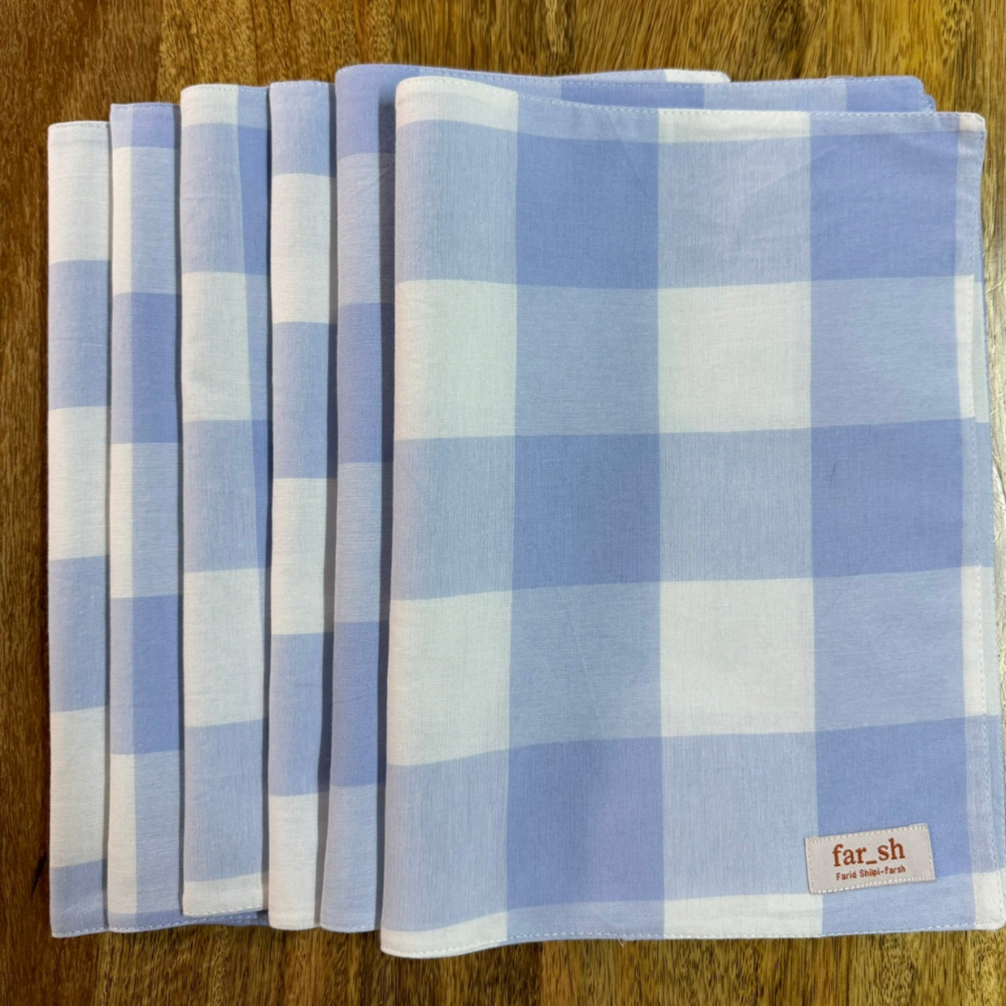 Best Seller - Blue Checker Premium set of 6