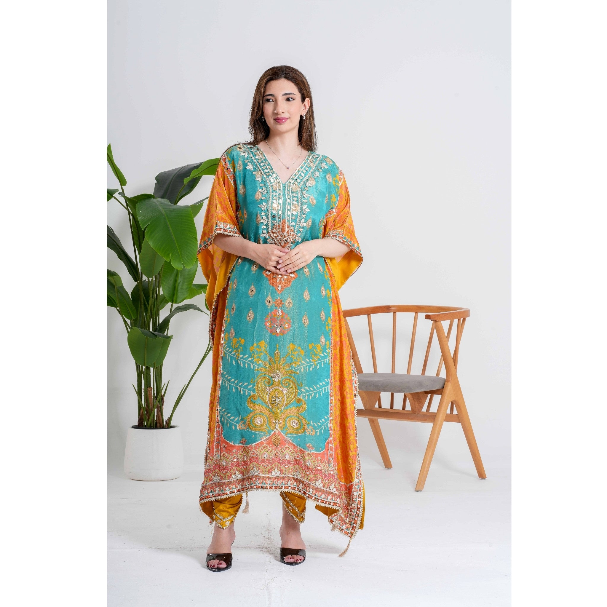 Teal 3-Piece Kaftan Set
