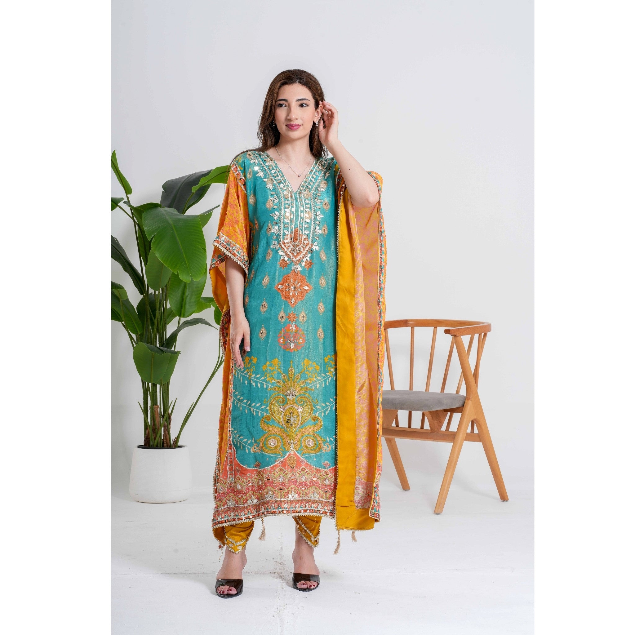 Teal 3-Piece Kaftan Set