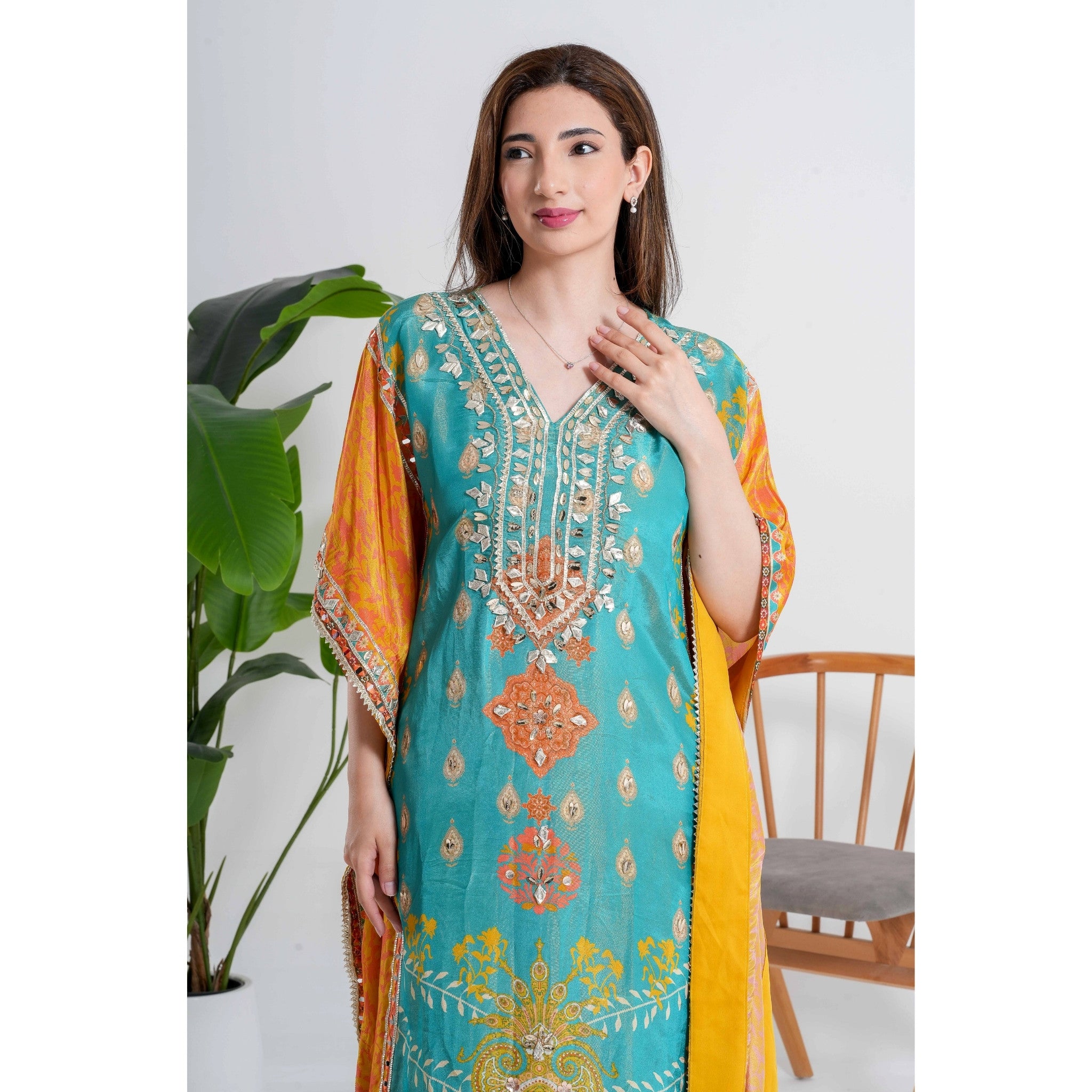 Teal 3-Piece Kaftan Set
