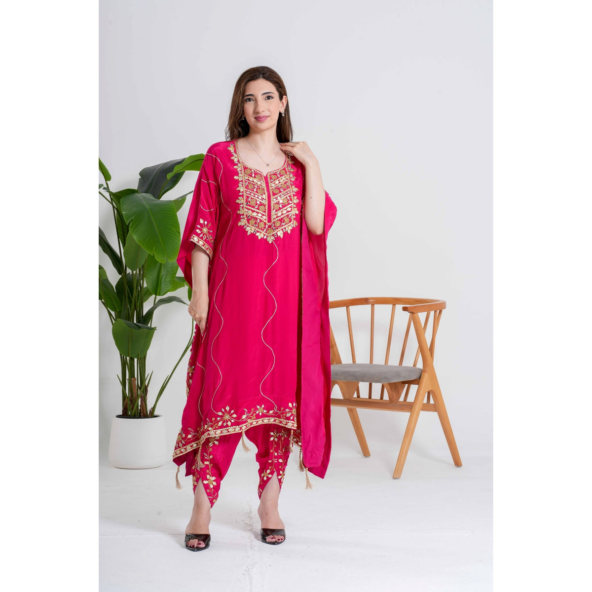 Bright Pink 3-Piece Kaftan Set