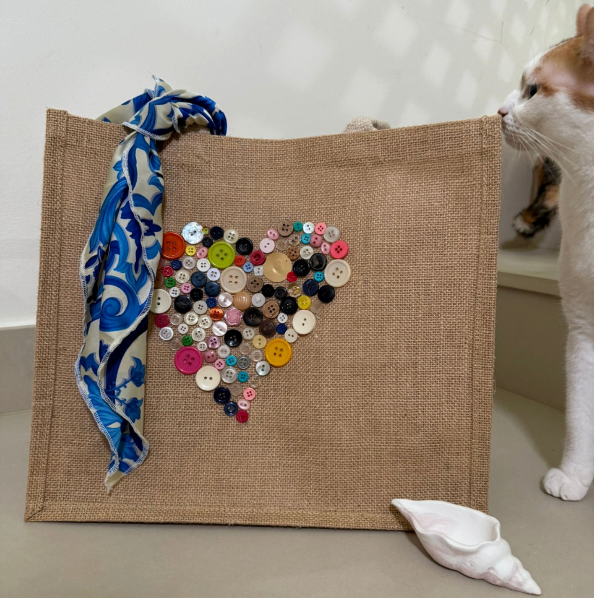 ButtonHeart Jute Tote