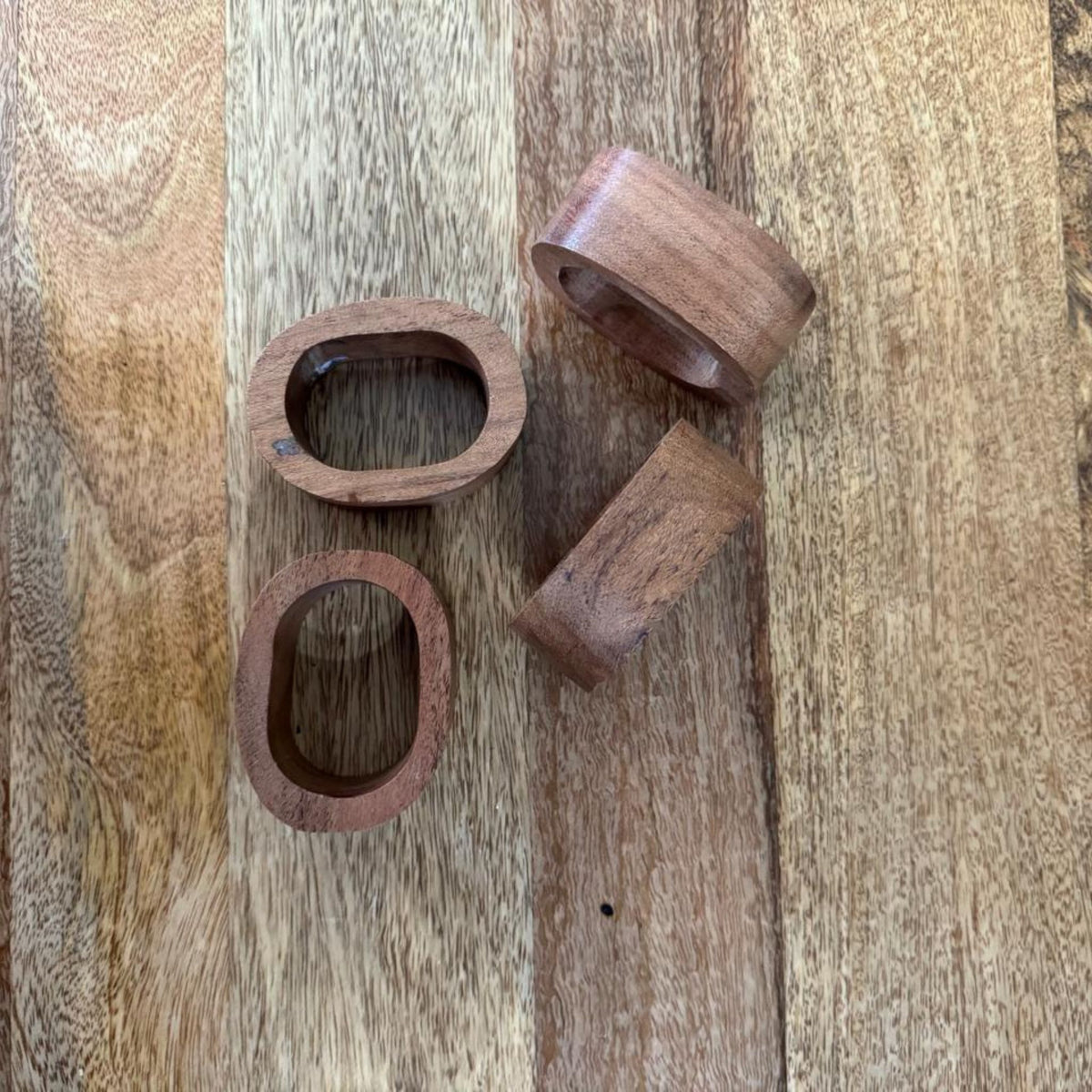 Handcrafted Oval Wooden Ring – Natural Brown Finish