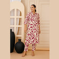 Crimson Maroon Cream Cord set