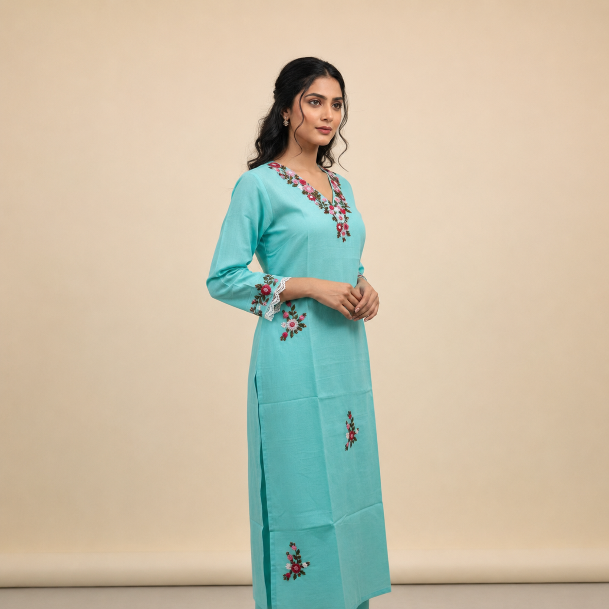 Teal Woven Kurti