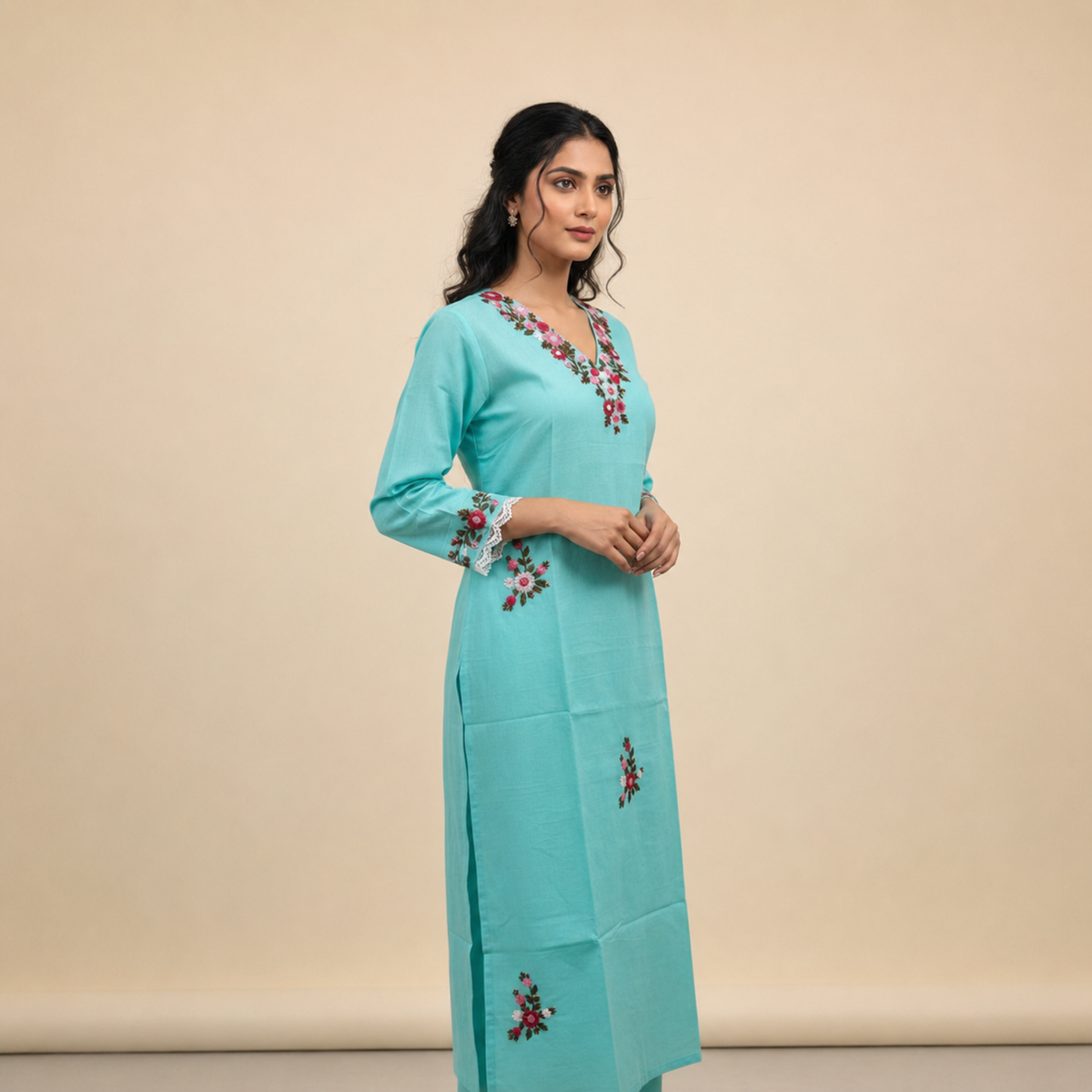 Teal Woven Kurti