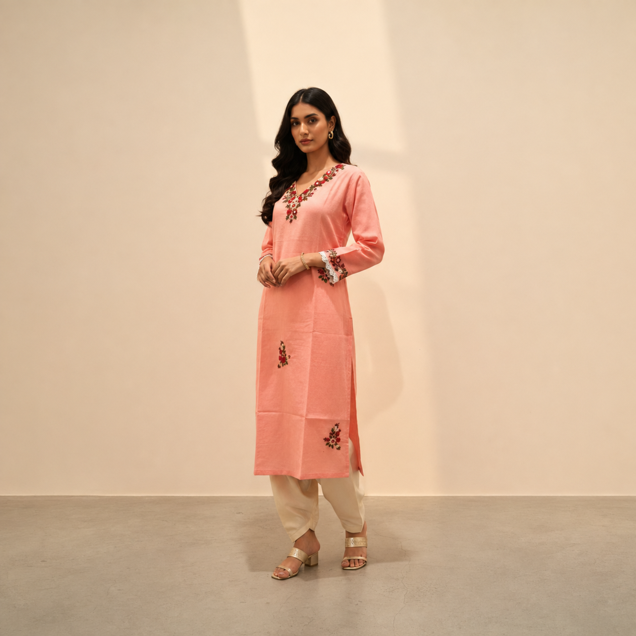 Pink Woven Kurti