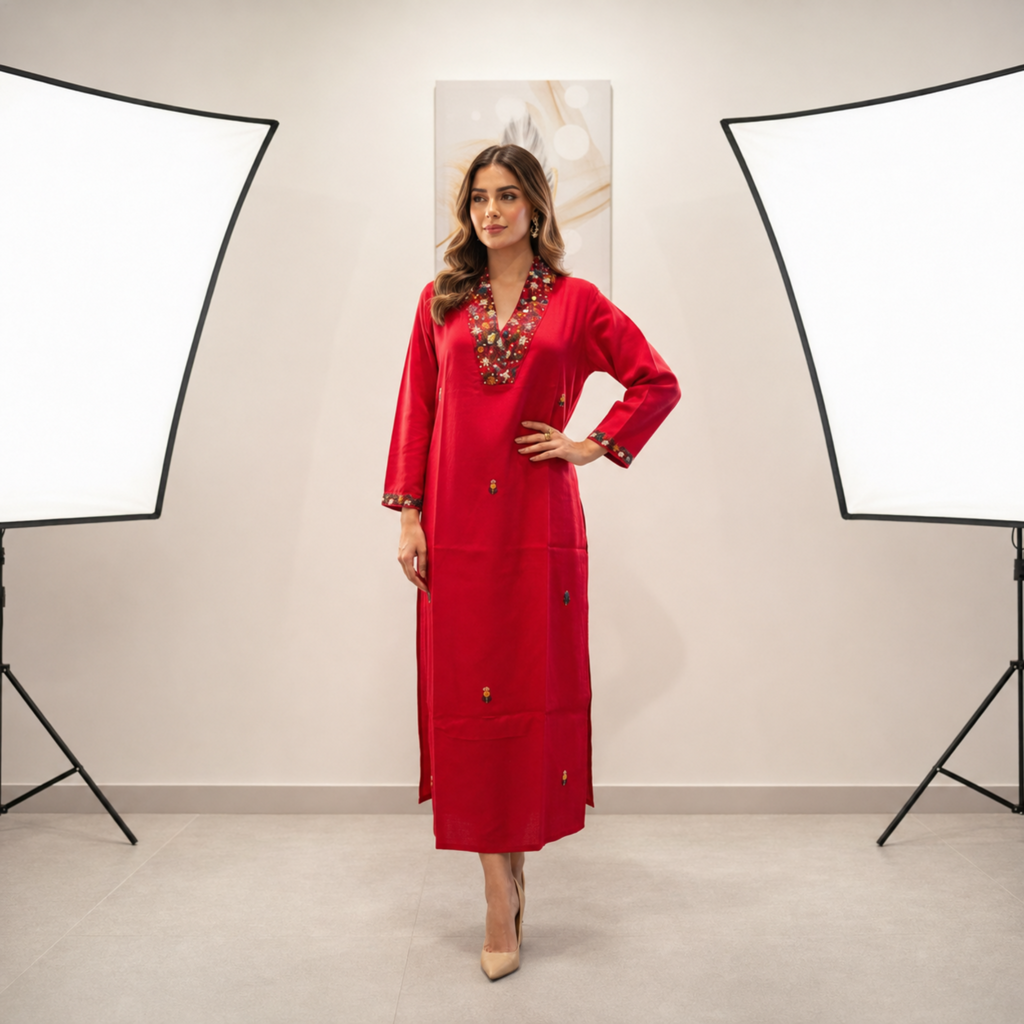 Deep Red Woven Kurti
