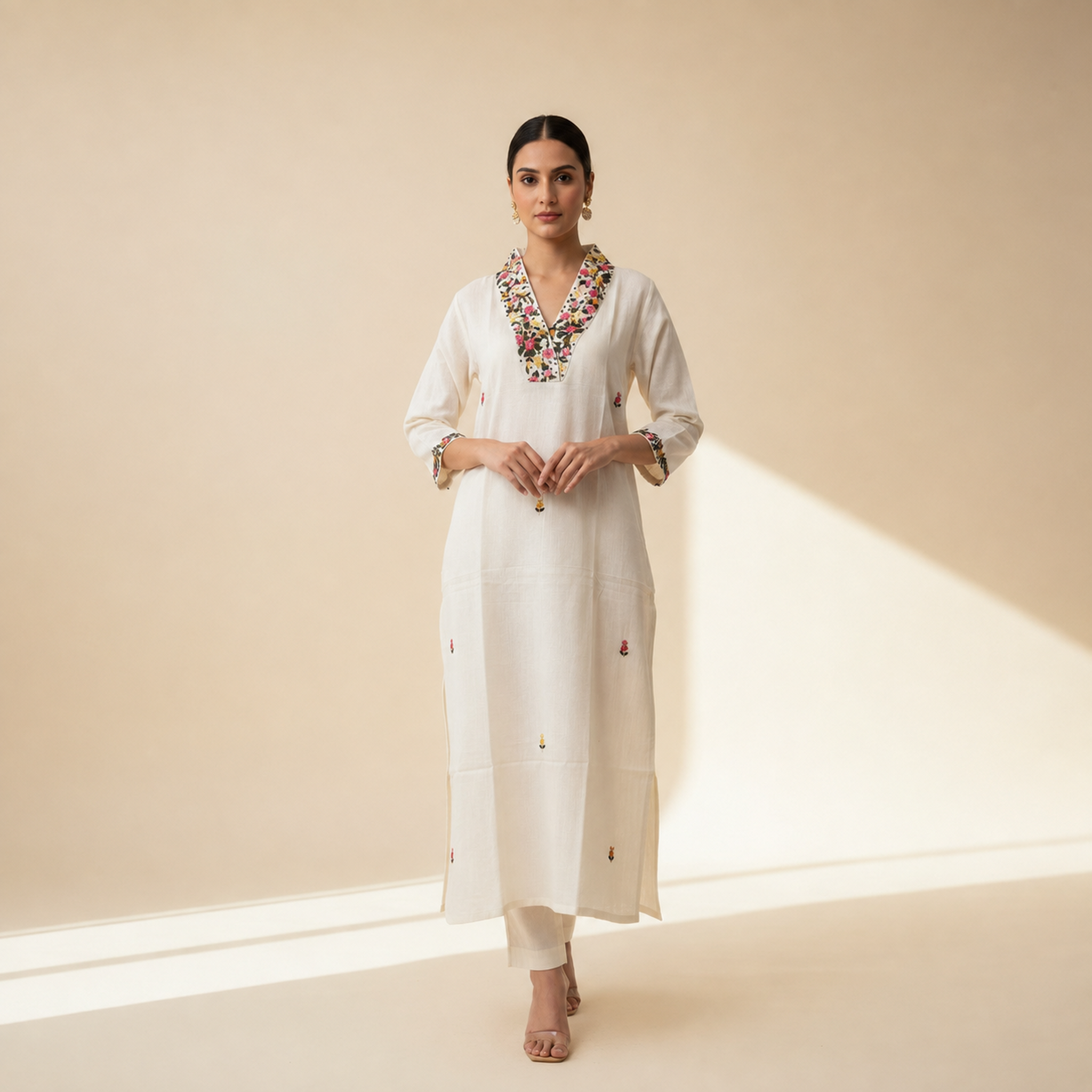 Offwhite Woven Kurti