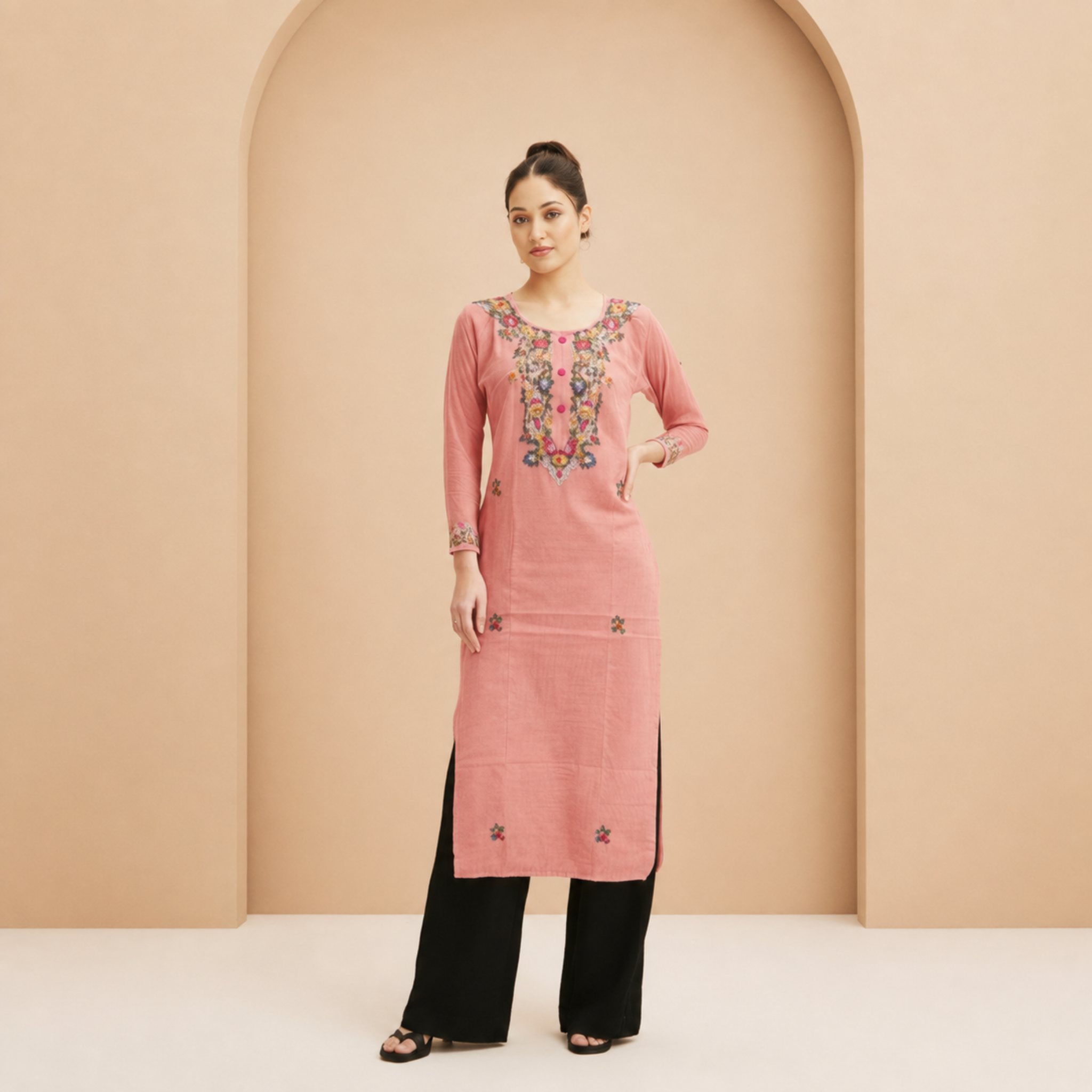 Best Seller - Baby Pink Woven Kurti