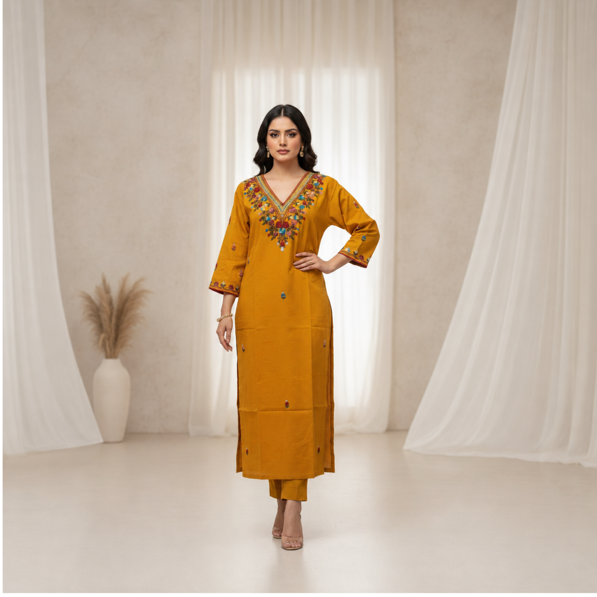 Tumeric Yellow Woven Kurti