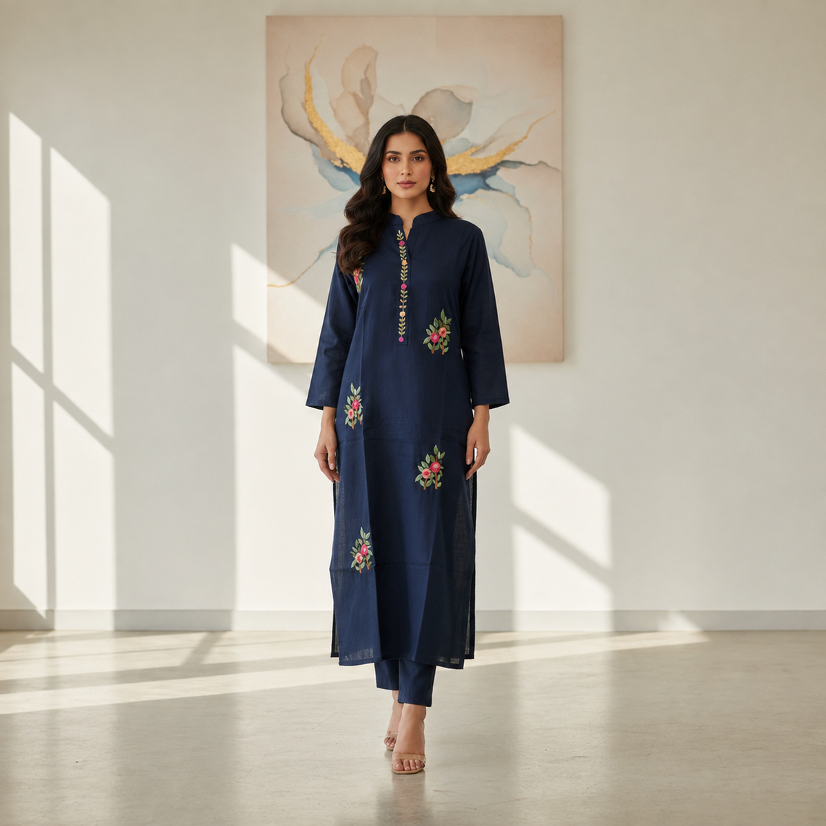Navy Woven Kurti