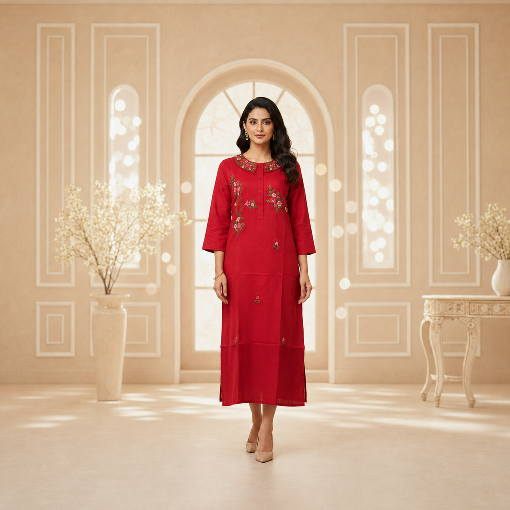 Fuchsia Woven Kurti