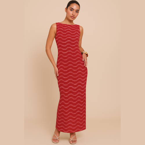 Crimson Flow ikat fabric